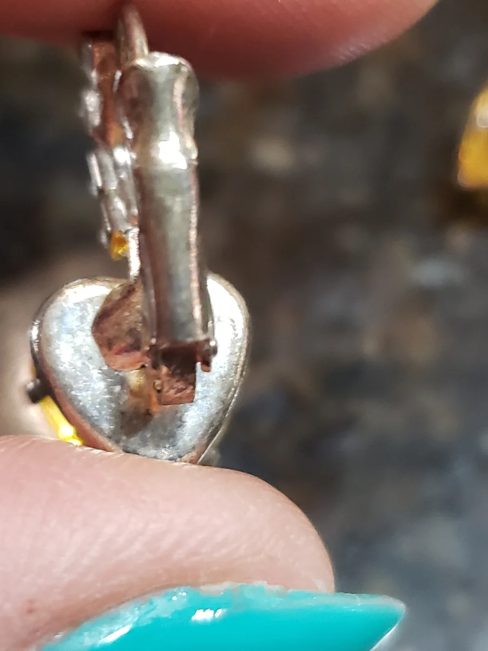 Vintage Yellow Glass Heart  Drop Earrings
